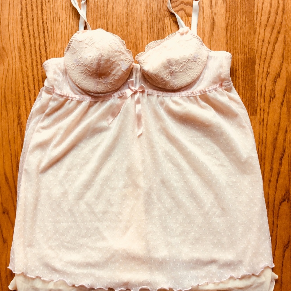 Linea Donatella S bridal lace pink babydoll slip